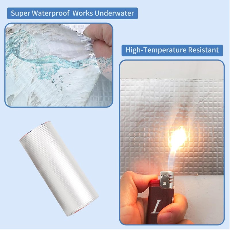LFGUD 12" W X 32.8'L Waterproof Tape for Leaks Aluminum Butyl Tape with Adhesive for RV Repair, Glass Repairs, Air Mattress Patch, Window Caulking, Boat Sealing, Roof Patching - Image 5